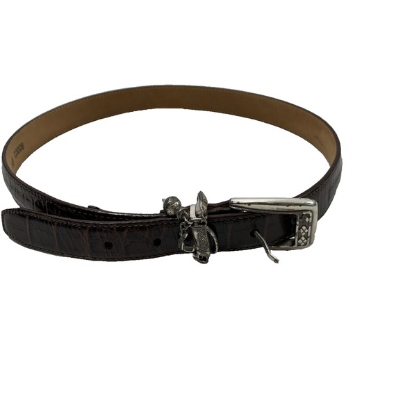 Brighton Belt Womens Medium 30 Dark Brown Leather Golf Silvertone Buckle C3008 - Picture 3 of 13